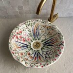Handmade Floral Ceramic Sink