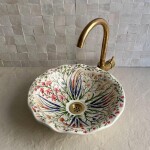 Handmade Floral Ceramic Sink